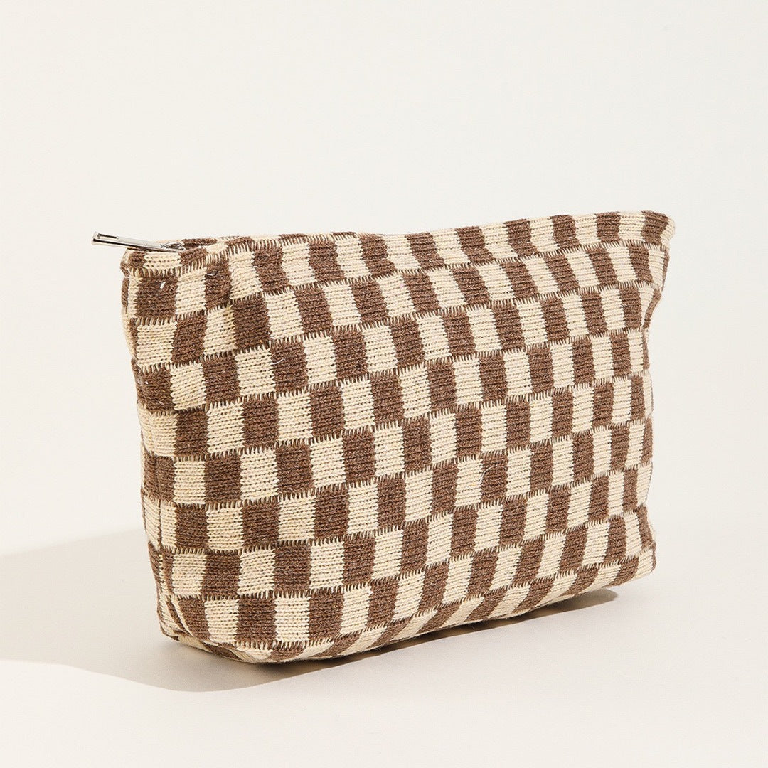 Large-capacity Yarn Checkerboard Makeup Bag | Toiletry Bag