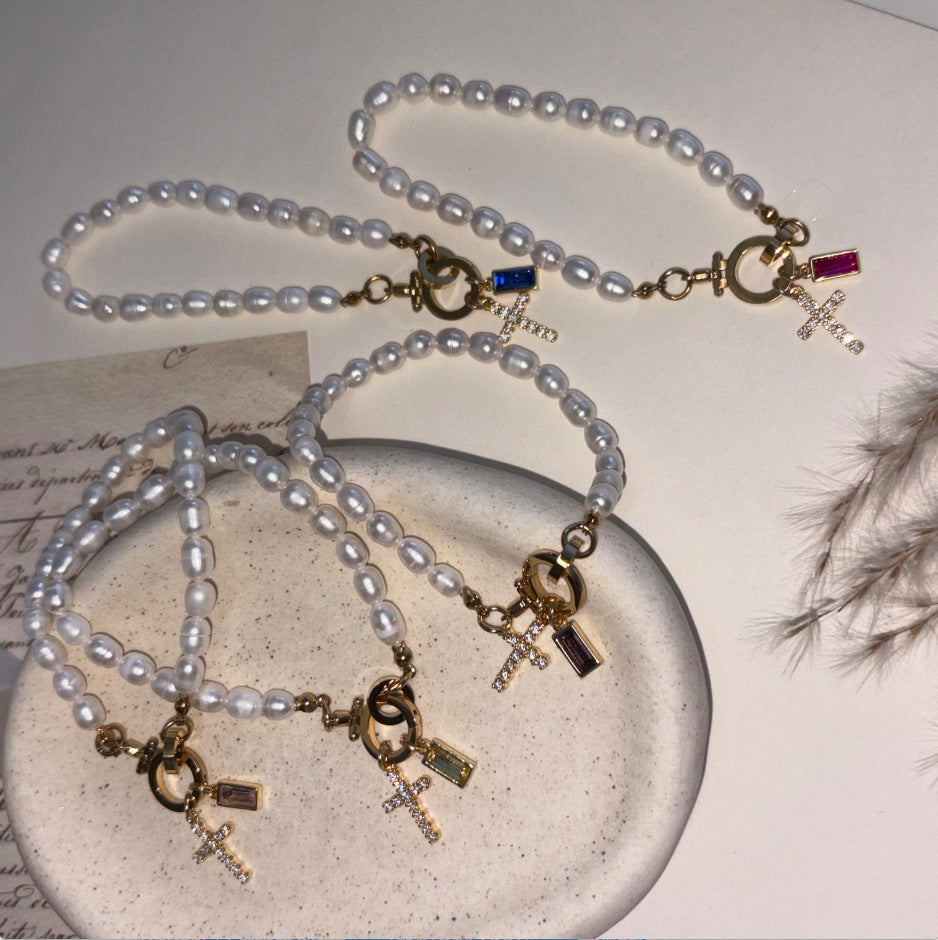 Birthstone Pendant Freshwater Pearl Bracelet for Elegance