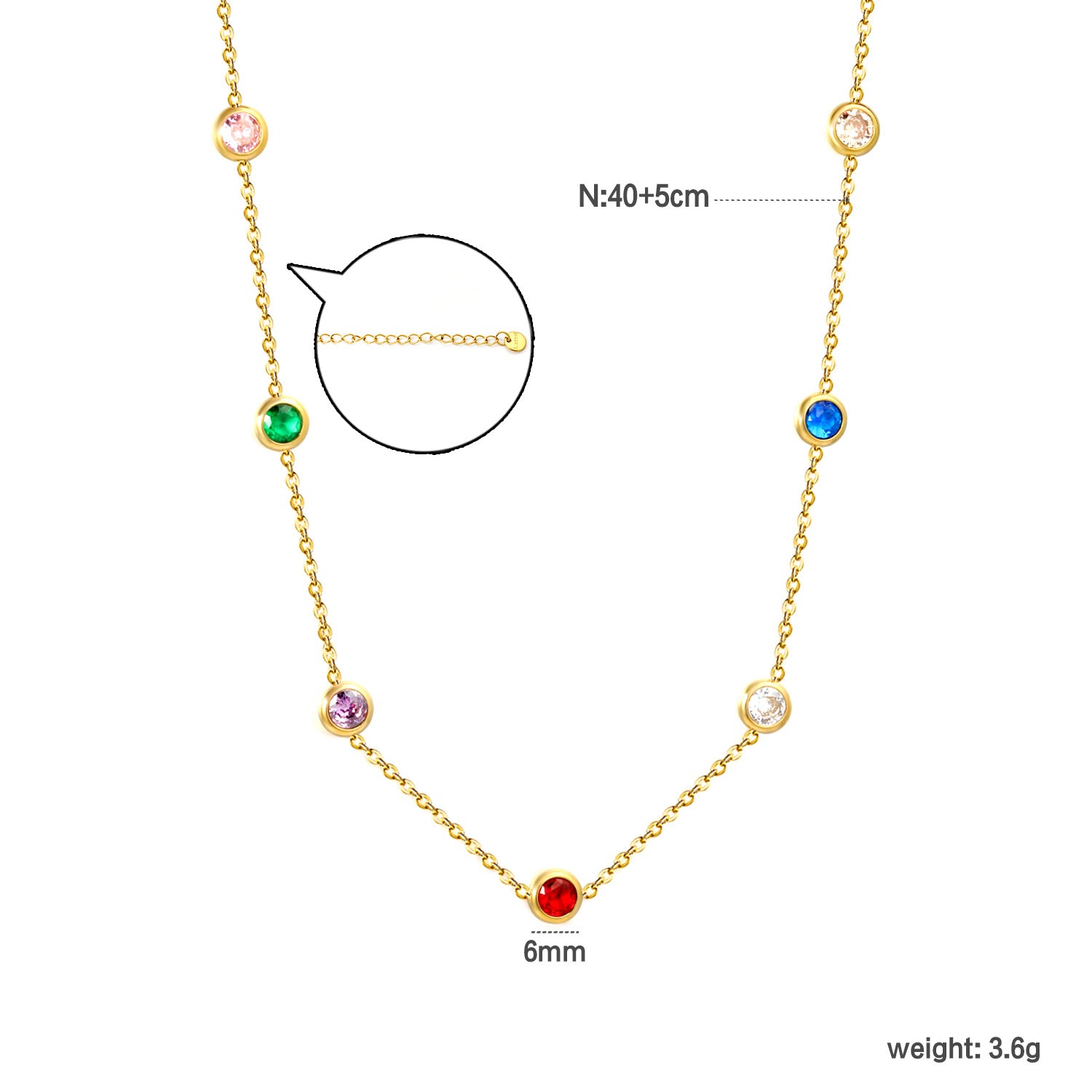 Fashionable Minimalist Mixed-color Round-diamond Necklace
