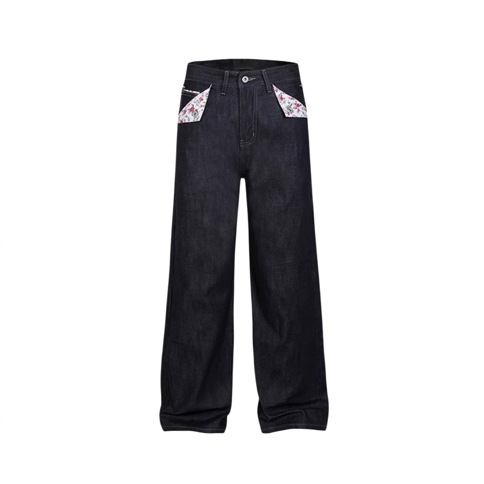 Red-edged Floral Denim Jeans for Women - Slim A-line Fit