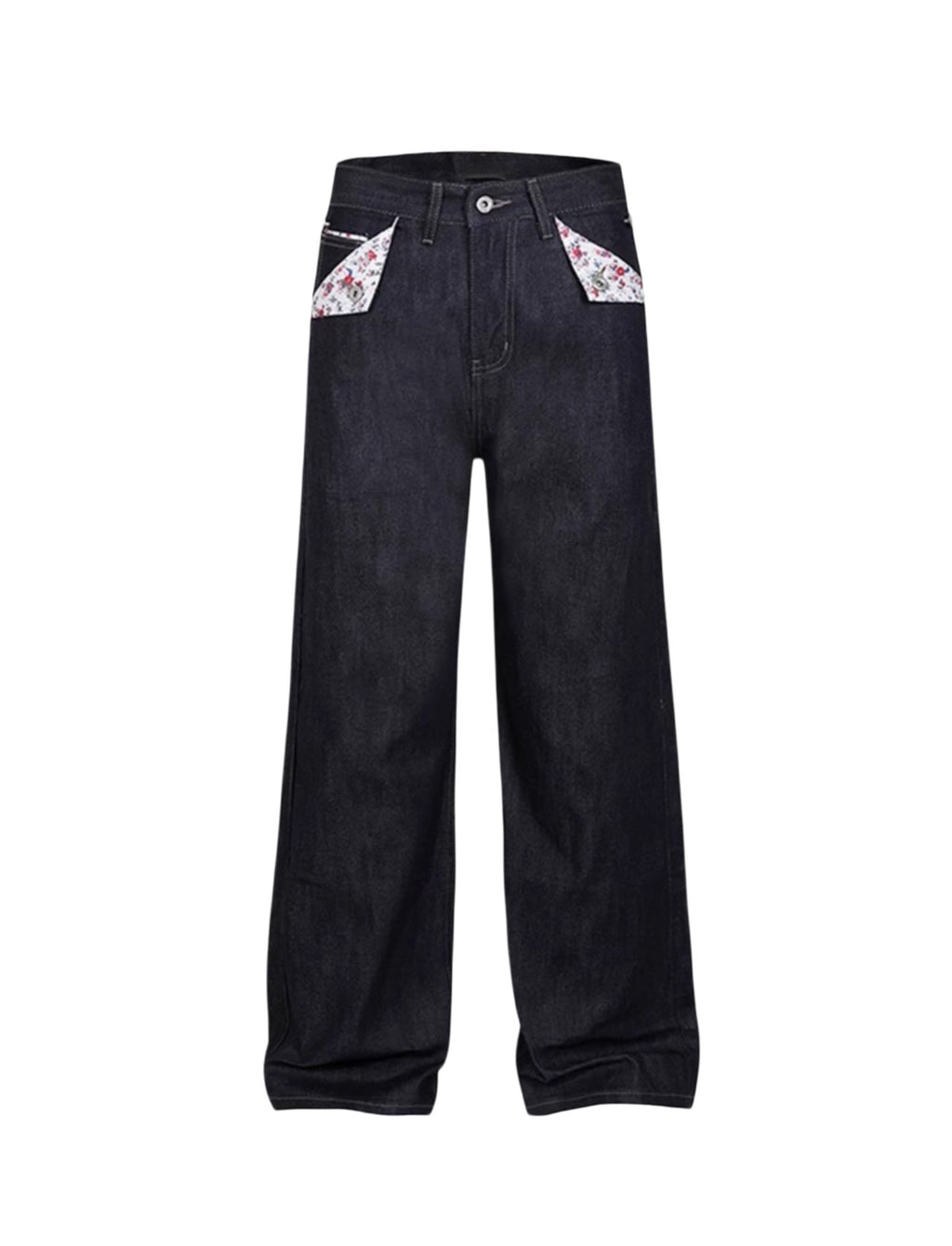 Red-edged Floral Denim Jeans for Women - Slim A-line Fit