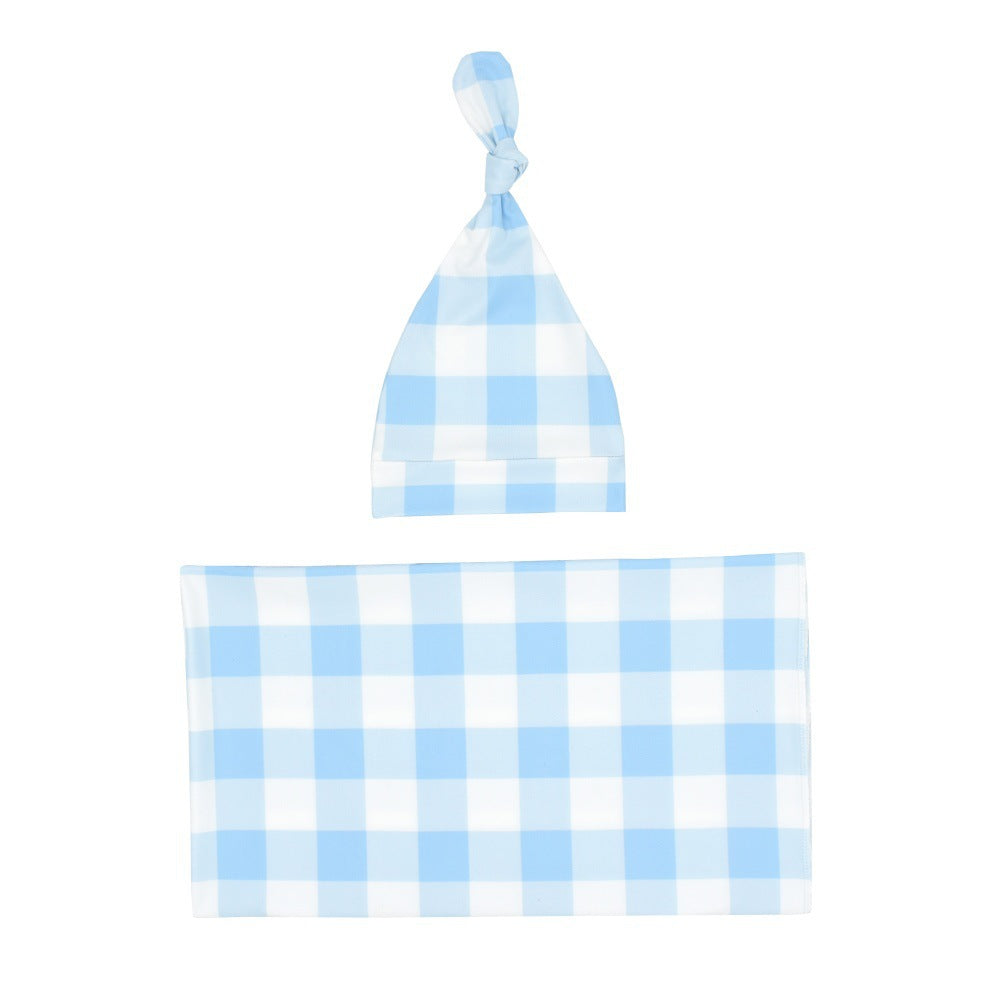 Newborn Swaddle Blanket and Knotted Baby Hat Set