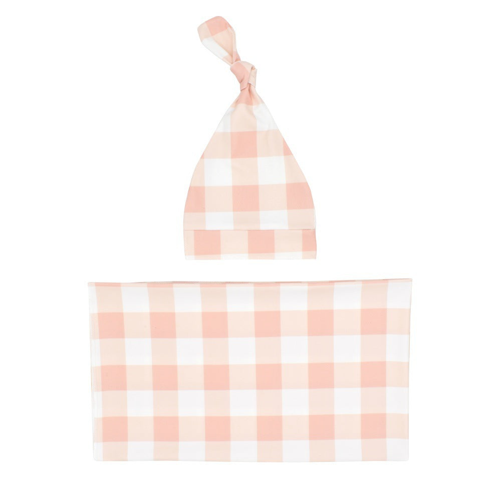Newborn Swaddle Blanket and Knotted Baby Hat Set