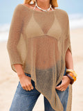 Lightweight Casual and Sexy Sheer Asymmetric Knitted Beach Shawl