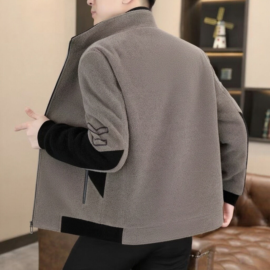 Mens Stand-Neck Jacket with Fleece Lining for Ultimate Comfort