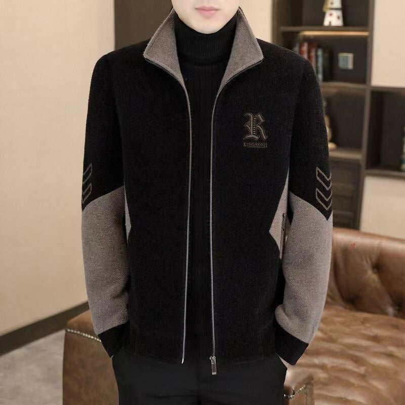 Mens Stand-Neck Jacket with Fleece Lining for Ultimate Comfort
