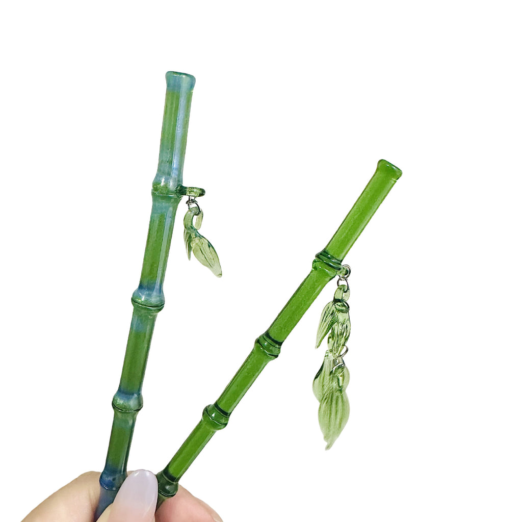 Eternal Night Starlight Glazed Bamboo Leaf Hairpin