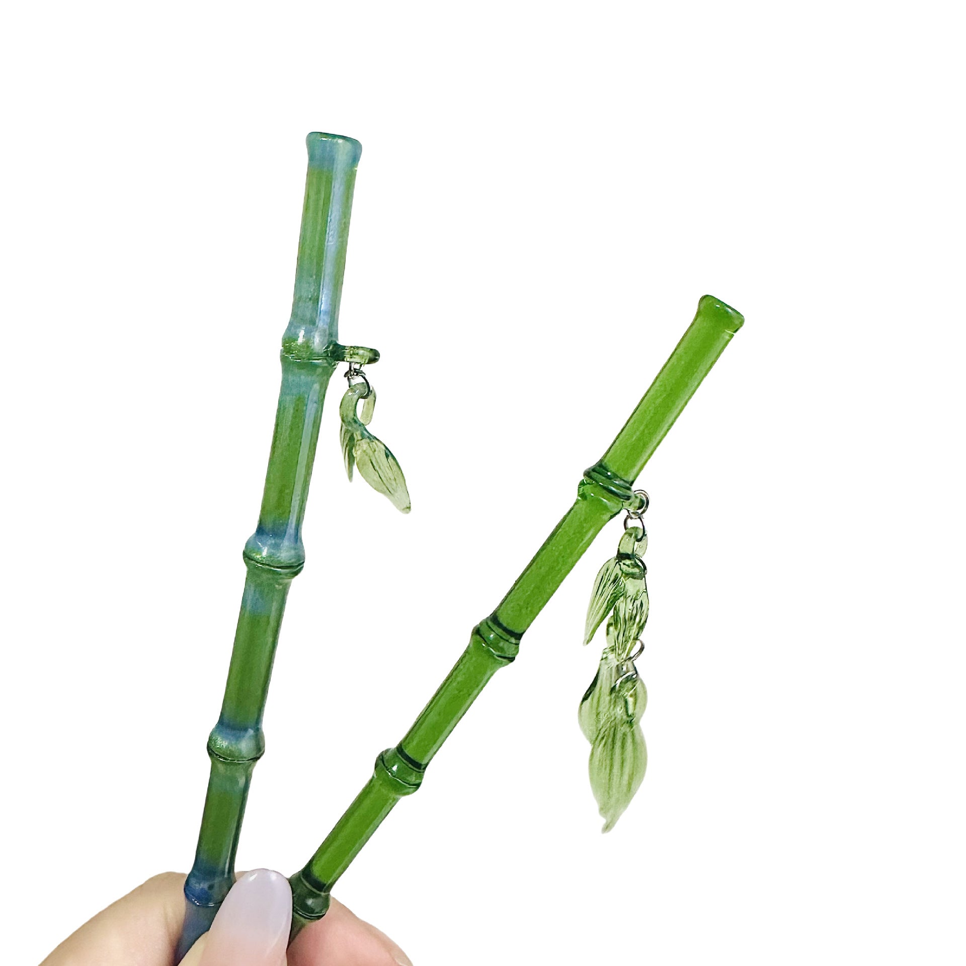 Eternal Night Starlight Glazed Bamboo Leaf Hairpin