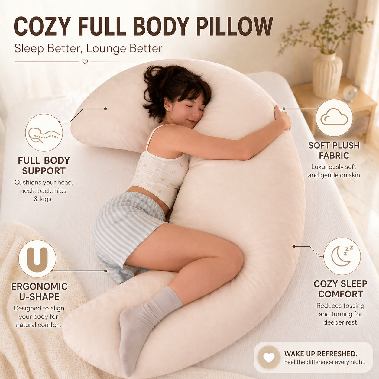 Large Moon-shaped Maternity Pillow for Ultimate Comfort