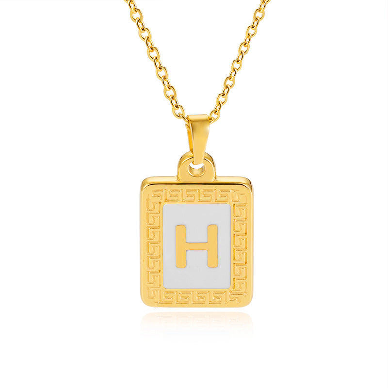 Couples Initial-Engraved Stainless Steel Pendant Necklace