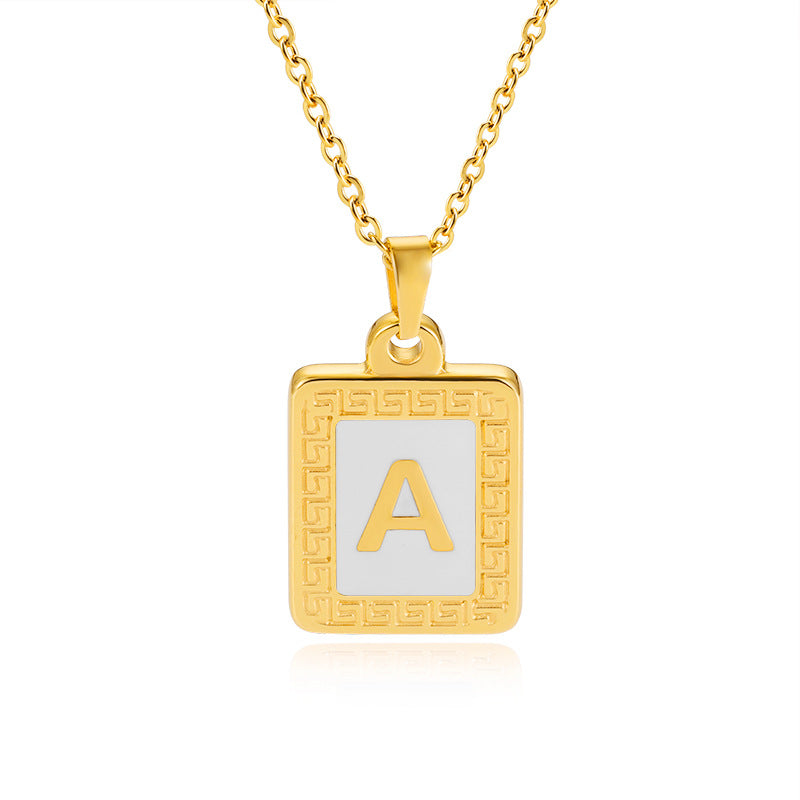 Couples Initial-Engraved Stainless Steel Pendant Necklace