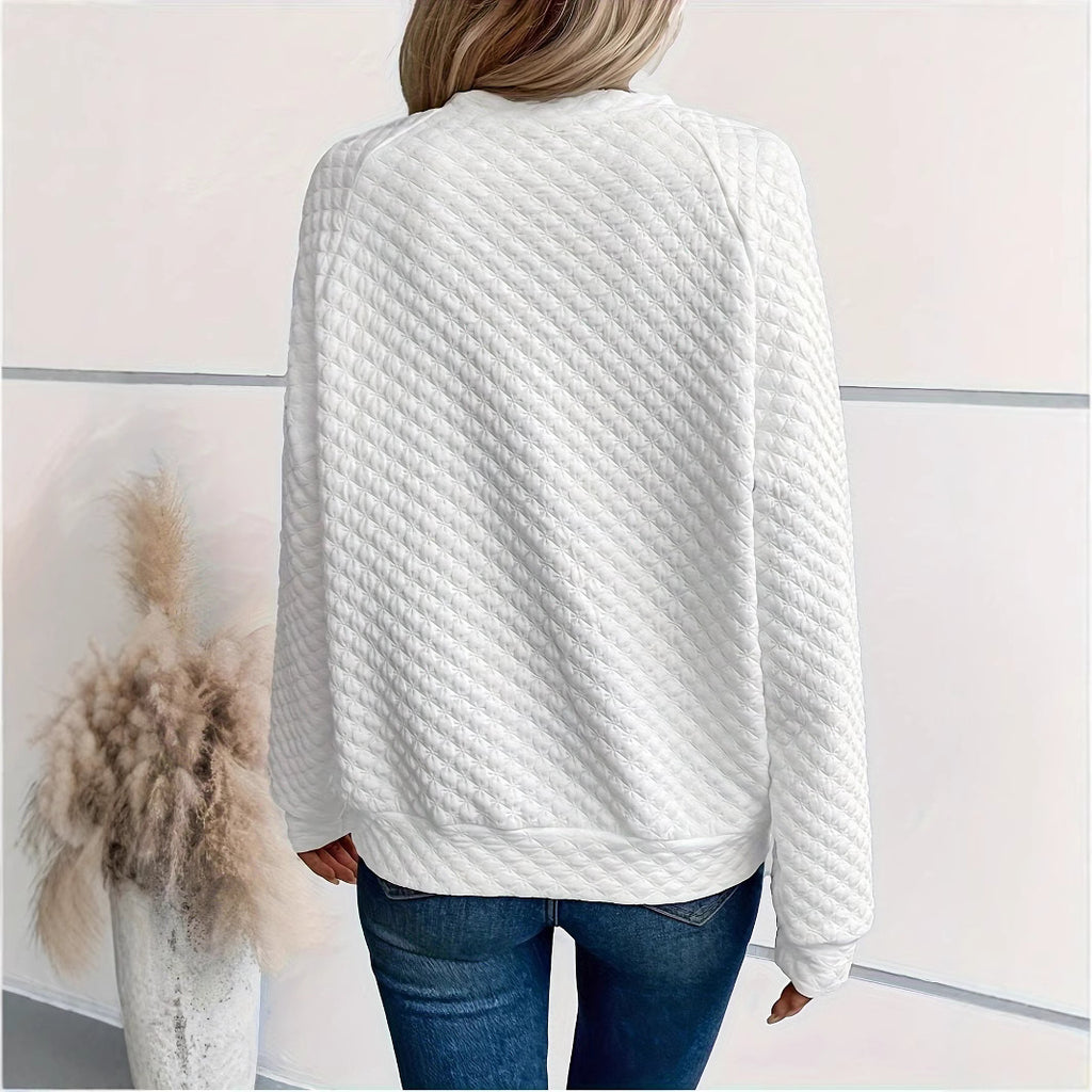 Womens Solid-Color Deep V-Neck Long-Sleeve Top