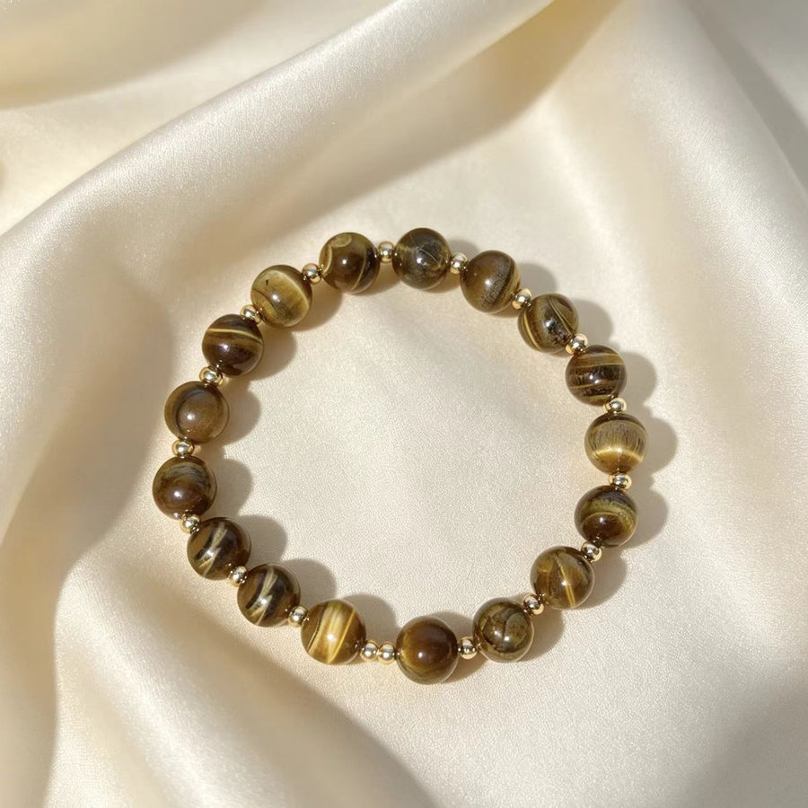 Womens Round Natural Stone and Metal Bracelet for Style