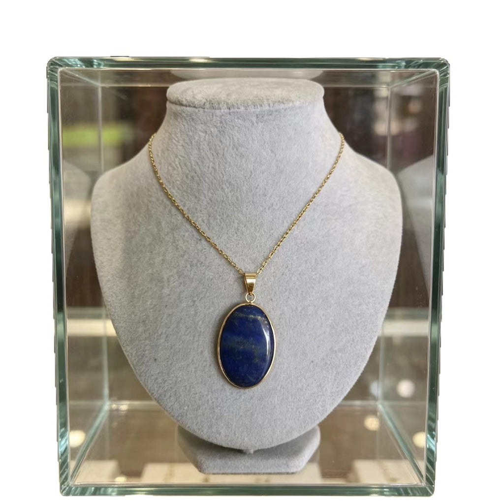 Waterdrop-shaped Round Natural Stone Pendant Necklace