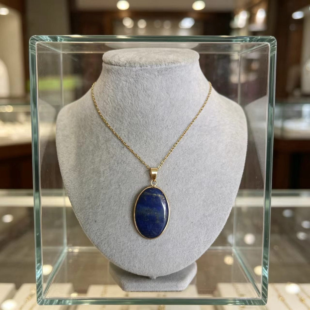 Waterdrop-shaped Round Natural Stone Pendant Necklace