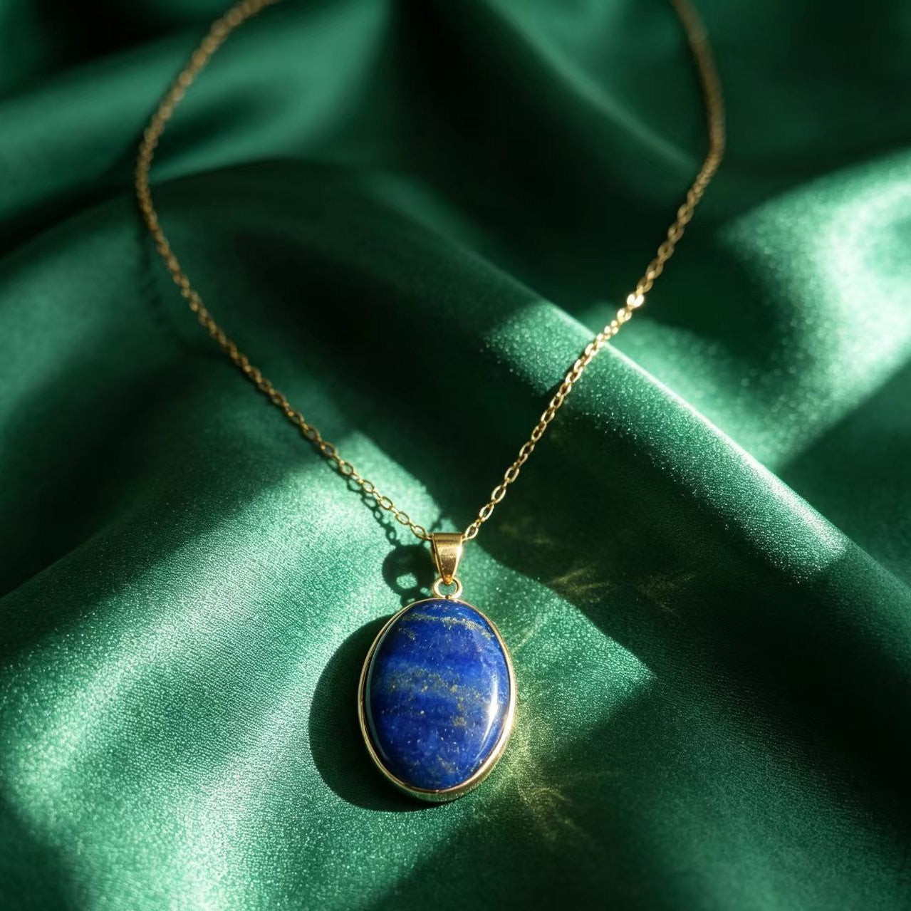 Waterdrop-shaped Round Natural Stone Pendant Necklace