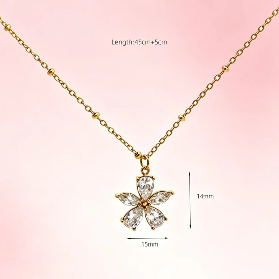 Golden Flower Pendant Necklace for Women - Elegant & Unique
