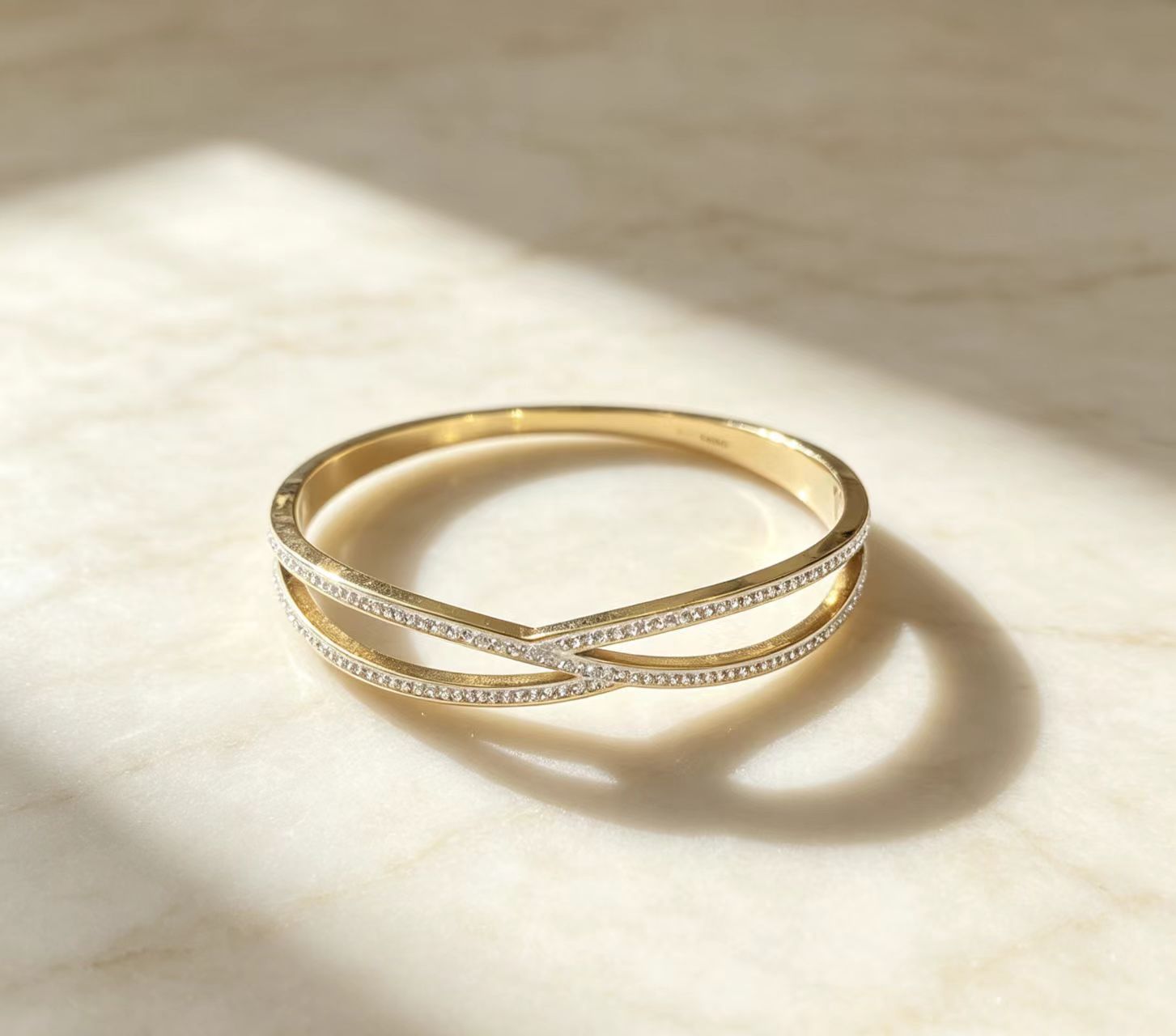 Double-layered Cross-stitched Diamond Bracelet for Women