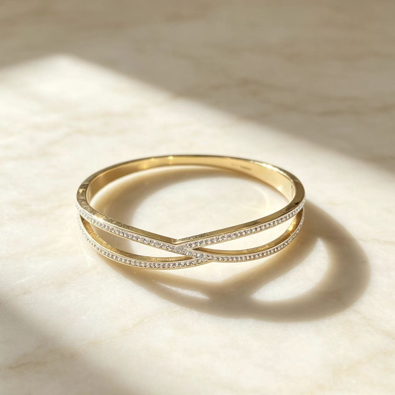 Double-layered Cross-stitched Diamond Bracelet for Women