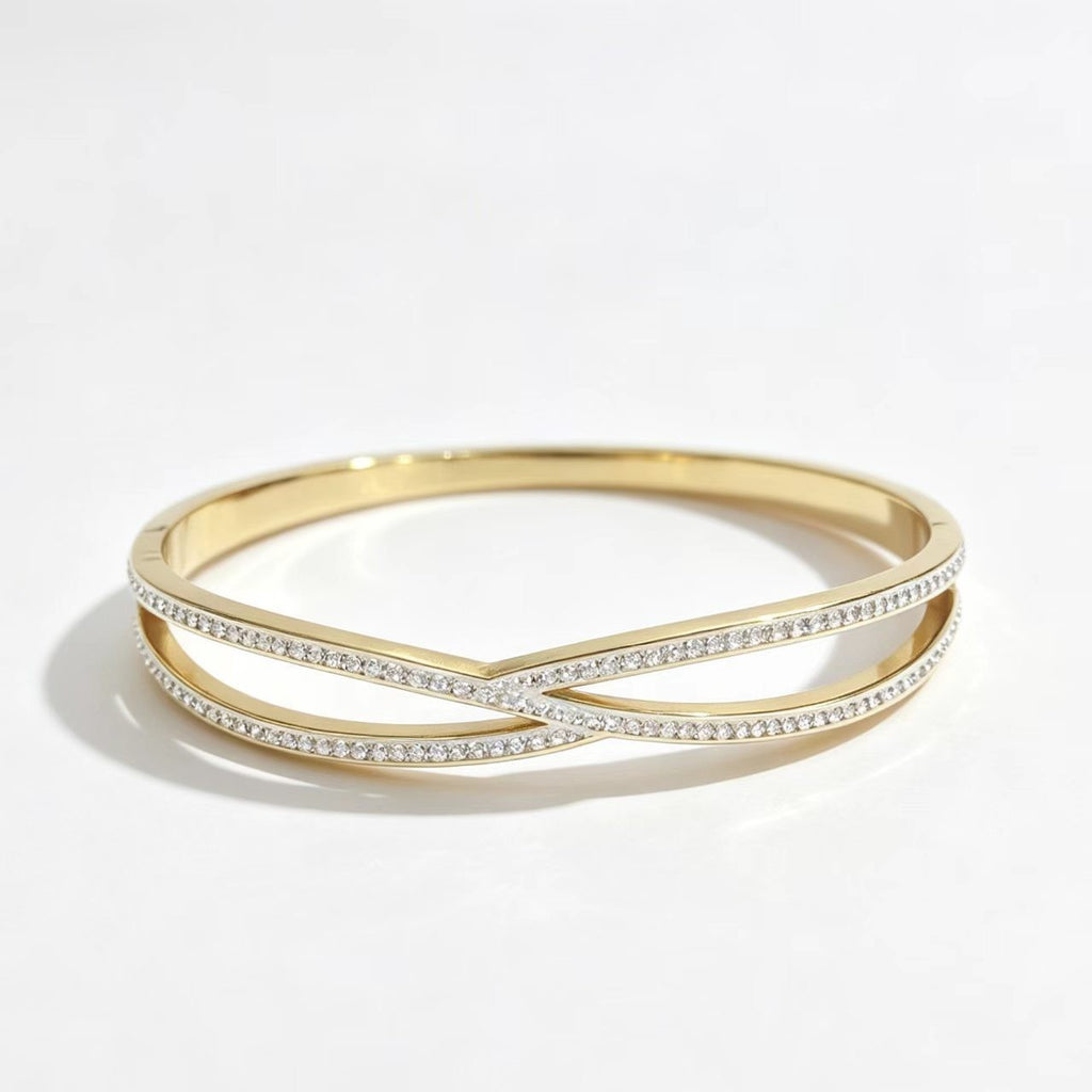 Double-layered Cross-stitched Diamond Bracelet for Women