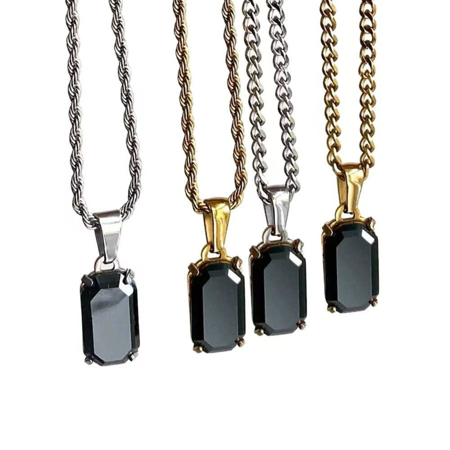 Stylish Rectangular Geometric Pendant Stainless Steel Necklace