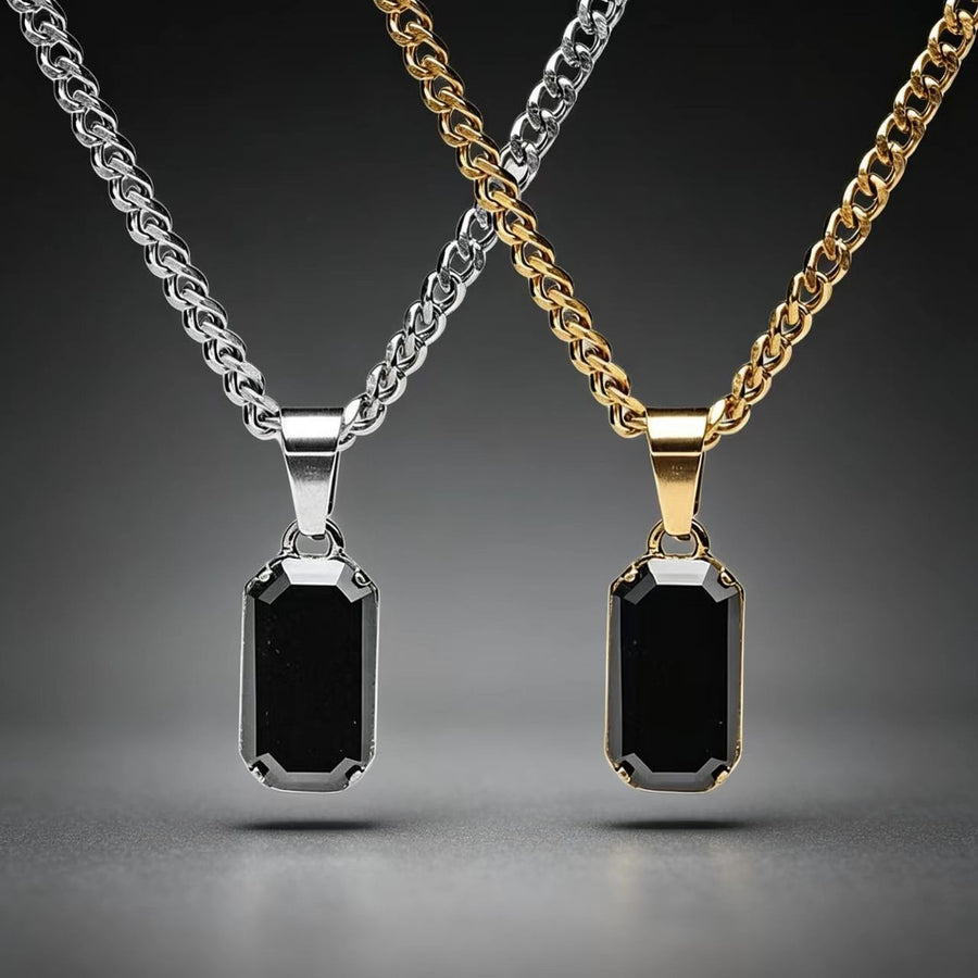 Stylish Rectangular Geometric Pendant Stainless Steel Necklace