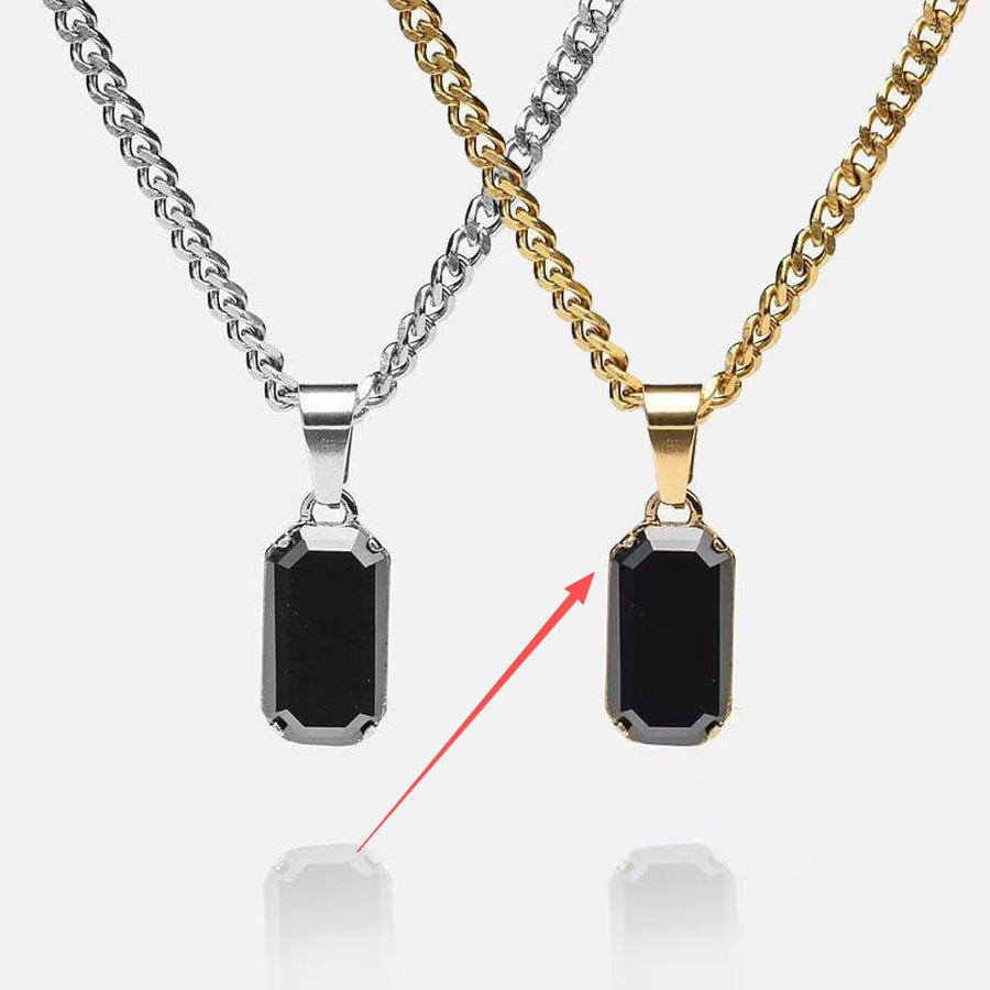 Stylish Rectangular Geometric Pendant Stainless Steel Necklace
