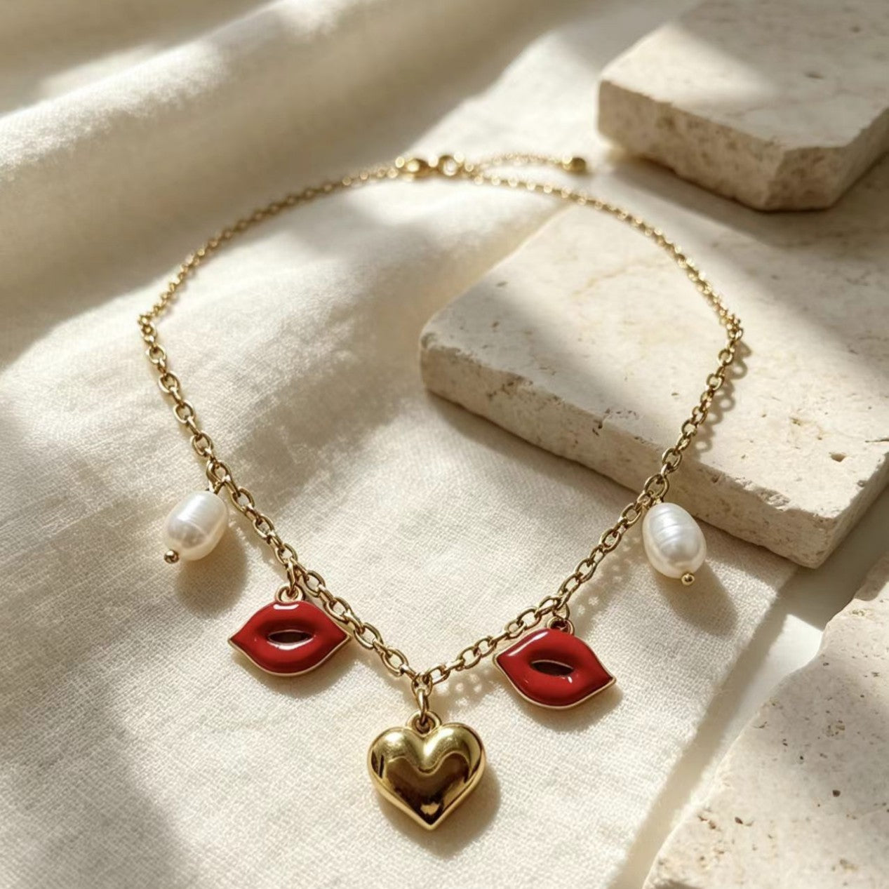 Fashionable Clavicle Chain Necklace with Heart Pendant