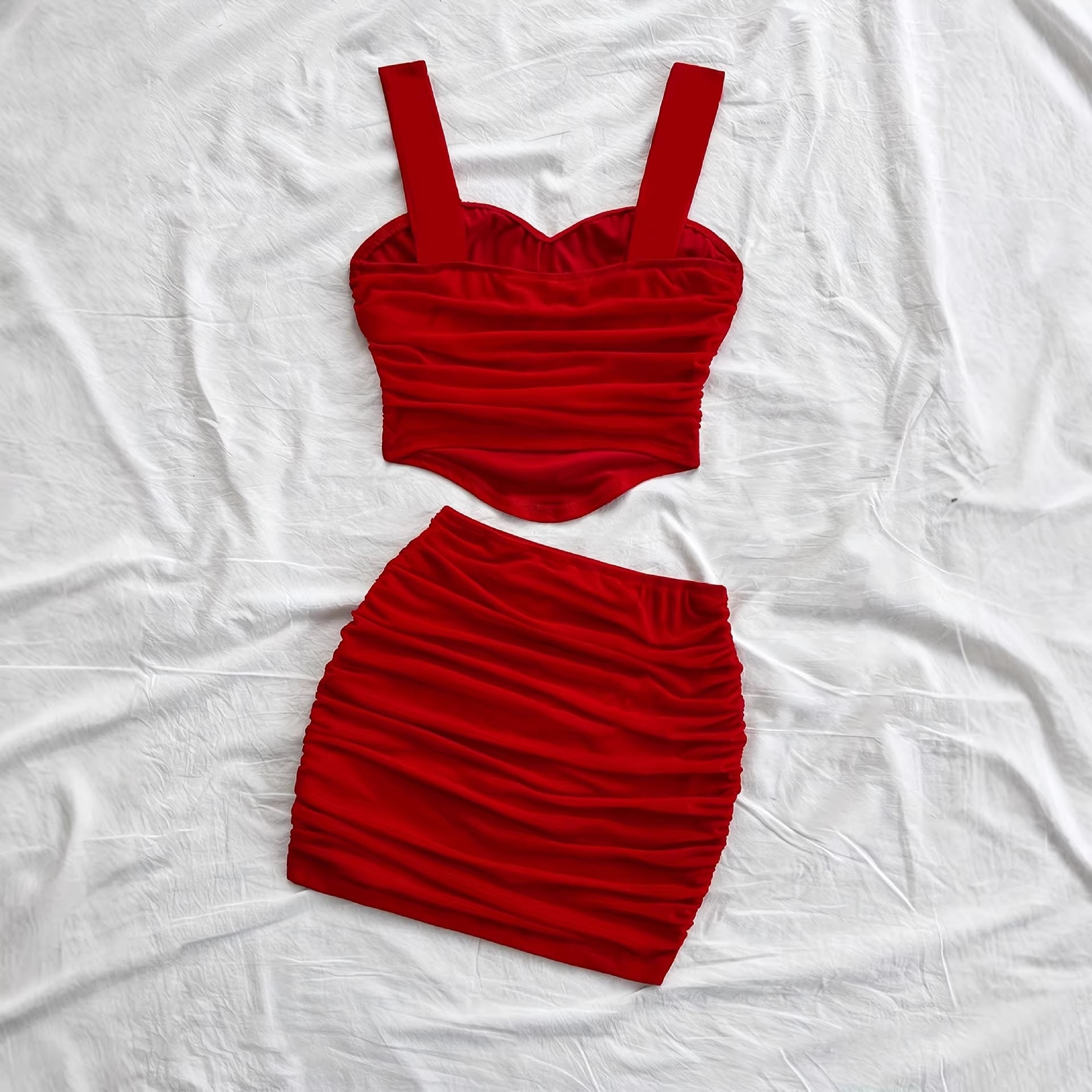 Womens Fashionable and Sexy Cinched-At-The-Waist Tube Top Set
