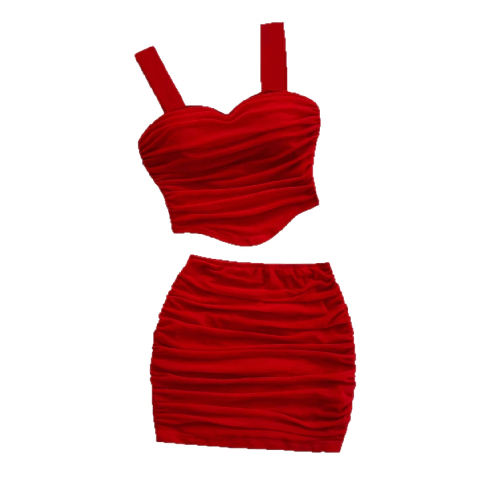 Womens Fashionable and Sexy Cinched-At-The-Waist Tube Top Set