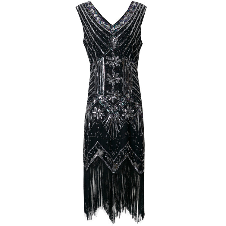 Womens Retro Sequin And Beaded Dress for Stylish Events