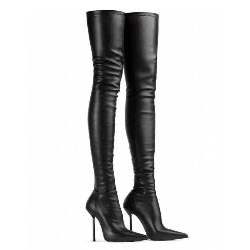 Fashionable Pointed-toe Stiletto Over-the-knee Plus-size Boots