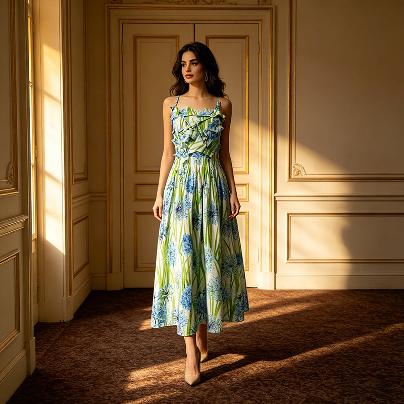 Strap High Waisted Floral Dress - Stylish Comfort for Every Occasion
