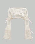 French-style Vintage Lace-up Hollow-out Sweater for Women