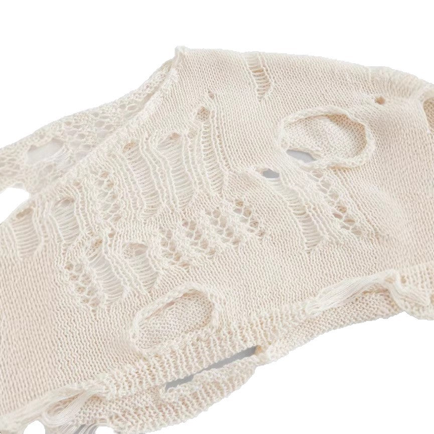 French-style Vintage Lace-up Hollow-out Sweater for Women