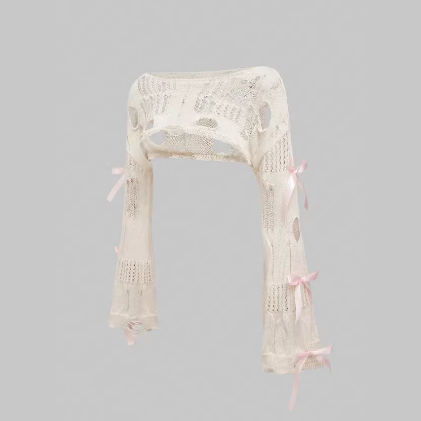 French-style Vintage Lace-up Hollow-out Sweater for Women