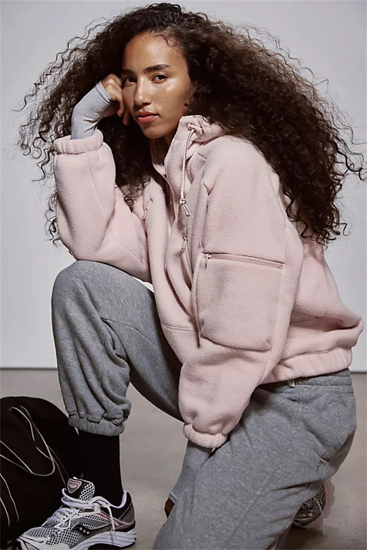 Zip-up Long-sleeve Pullover Hoodie for Street Style