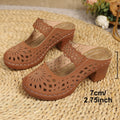 Womens Closed-toe Slip-on Sandals with Chunky Heel