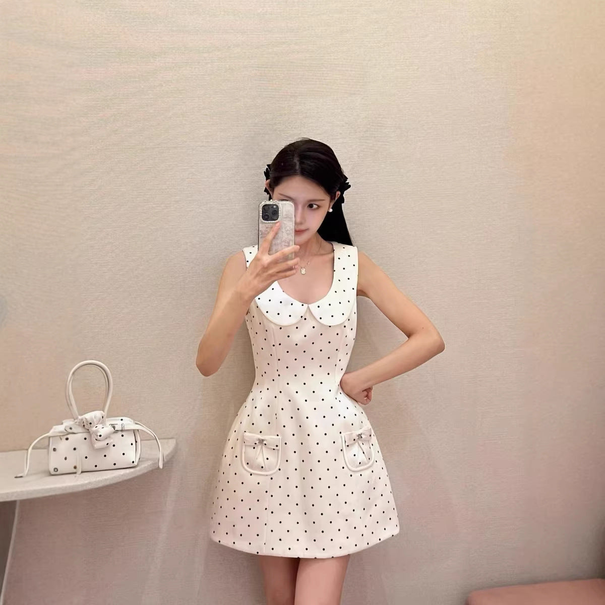 Polka-dot French-style Elegant Waist-cinching Dress
