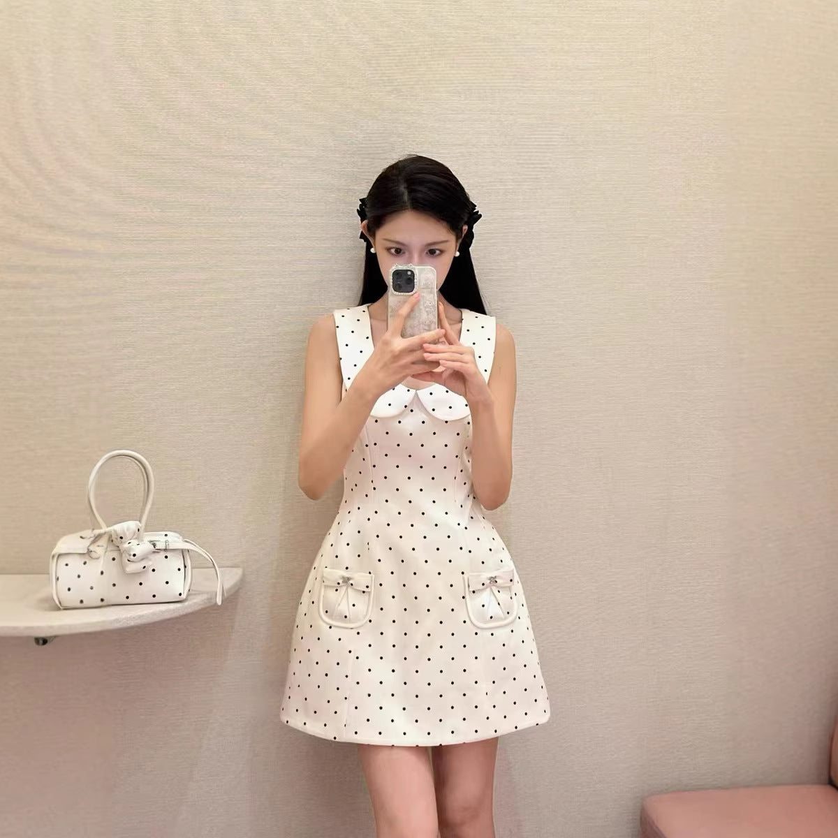 Polka-dot French-style Elegant Waist-cinching Dress