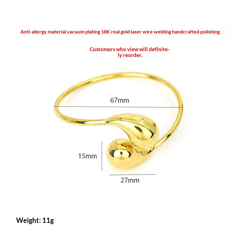 18k Gold Stainless Steel Irregular Teardrop Bracelet