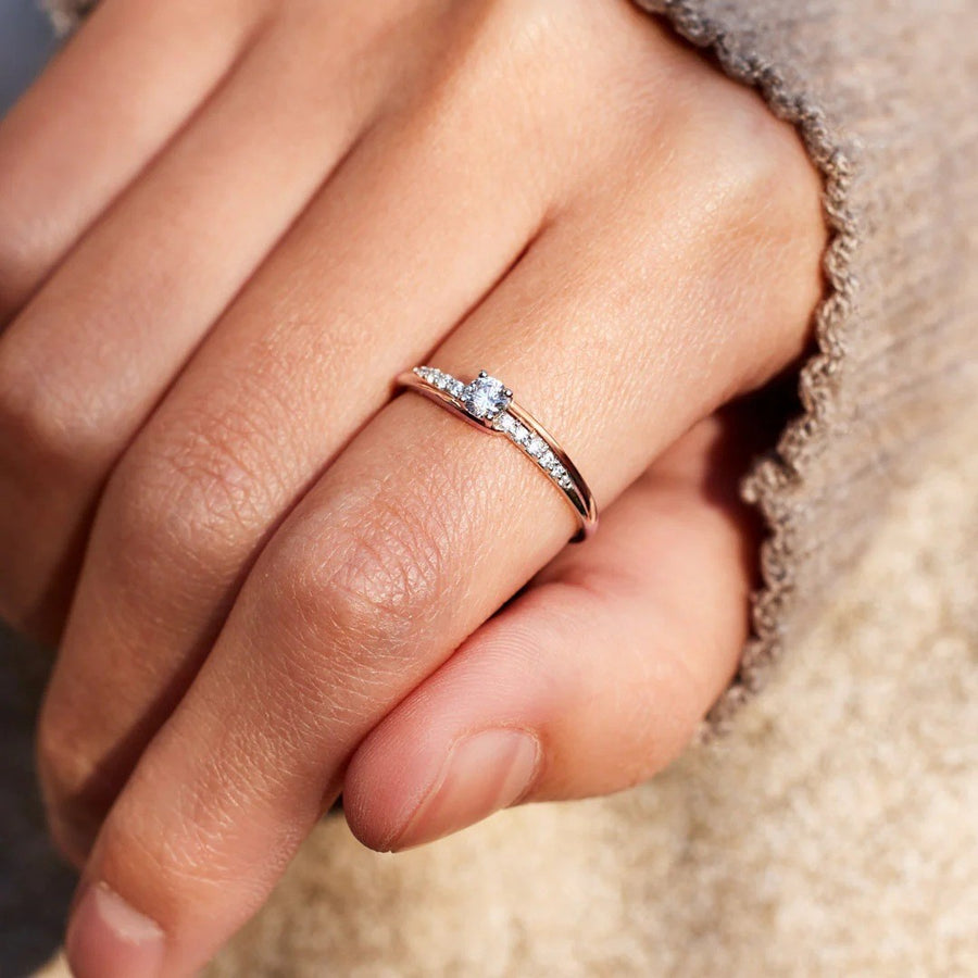Two Rows of Diamond Electroplated Color Coded Stacking Rings