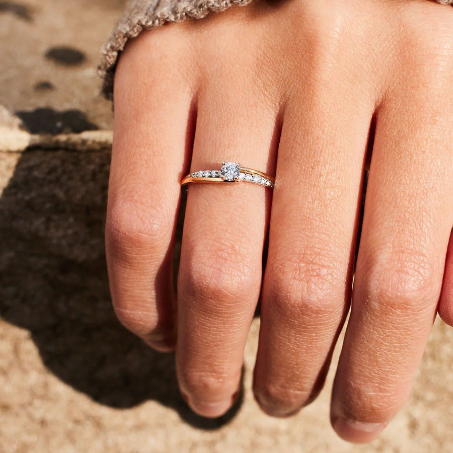 Two Rows of Diamond Electroplated Color Coded Stacking Rings