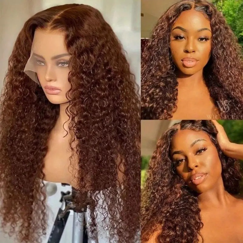 Hand-tied Black Small-curled Lace Front Wig for Women
