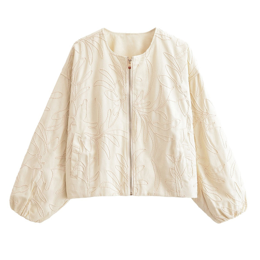 Minimalist Embroidered Jacket with Jump Rope Detailing