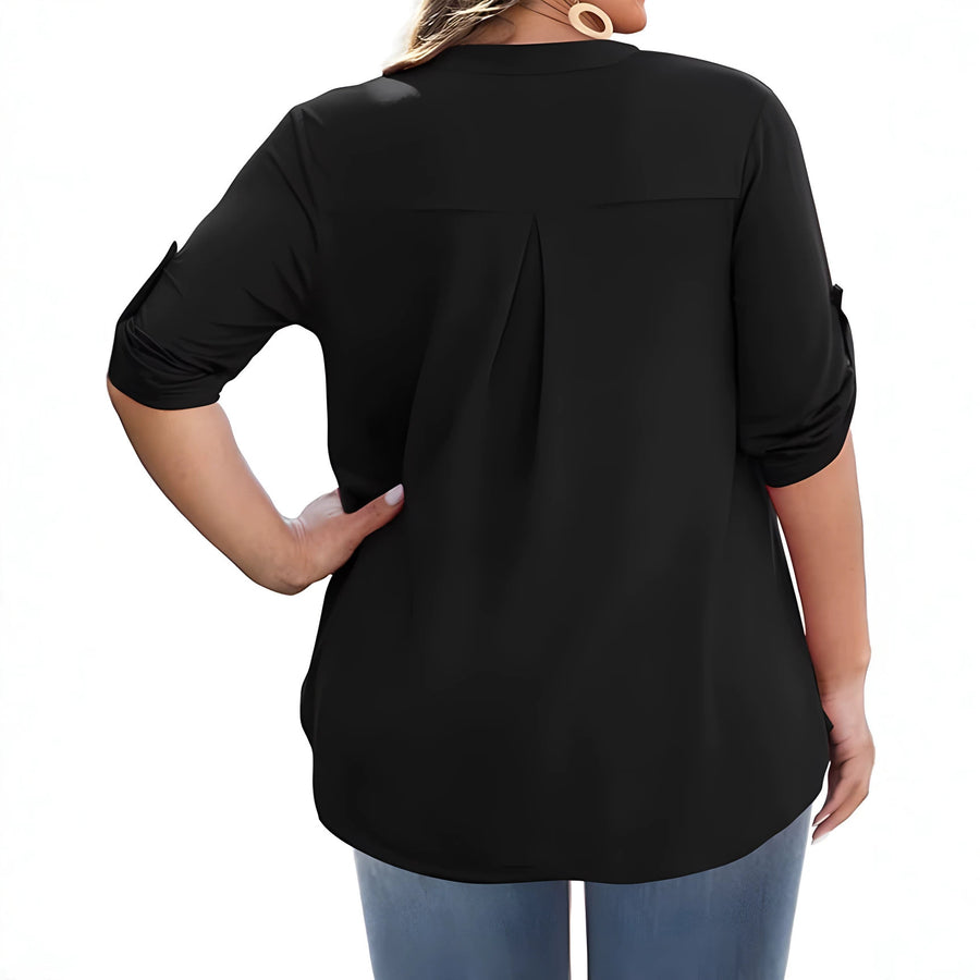 Stylish Plus-size Women's Top with Stand-up Collar
