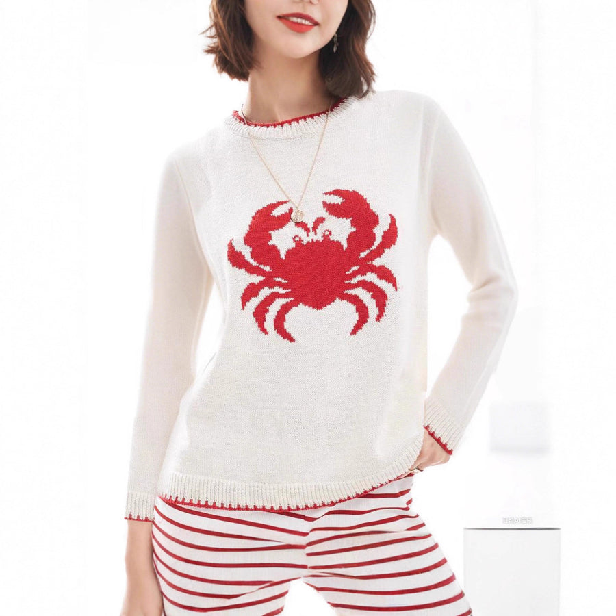 Color-block Long-sleeve Crew-neck Pullover Sweater