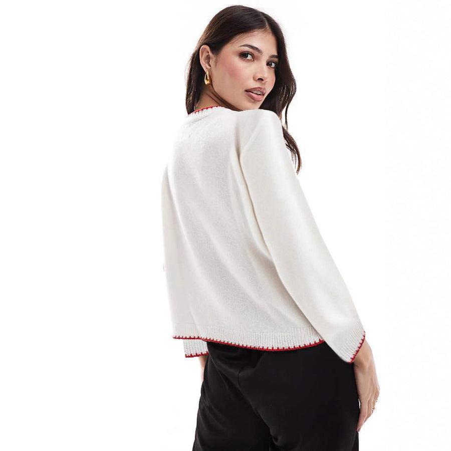 Color-block Long-sleeve Crew-neck Pullover Sweater