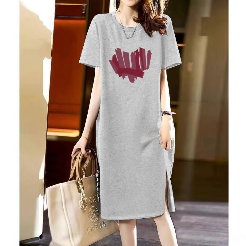 Womens Casual Crew Neck Short Sleeve T-shirt Dress