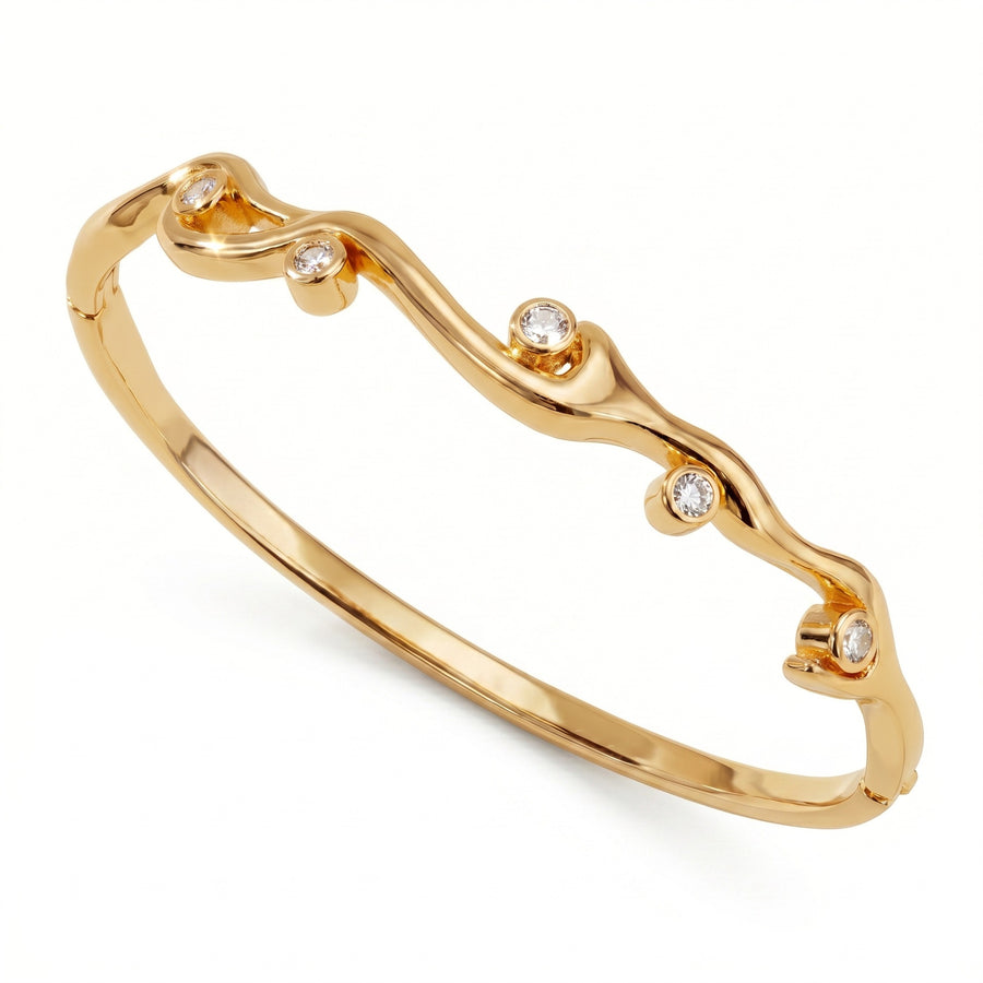 Copper Bangle with Zircon Inlays - Stylish & Secure